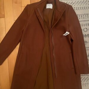 Old Navy Brown Trench Coat Wool-Blend Mid-Length